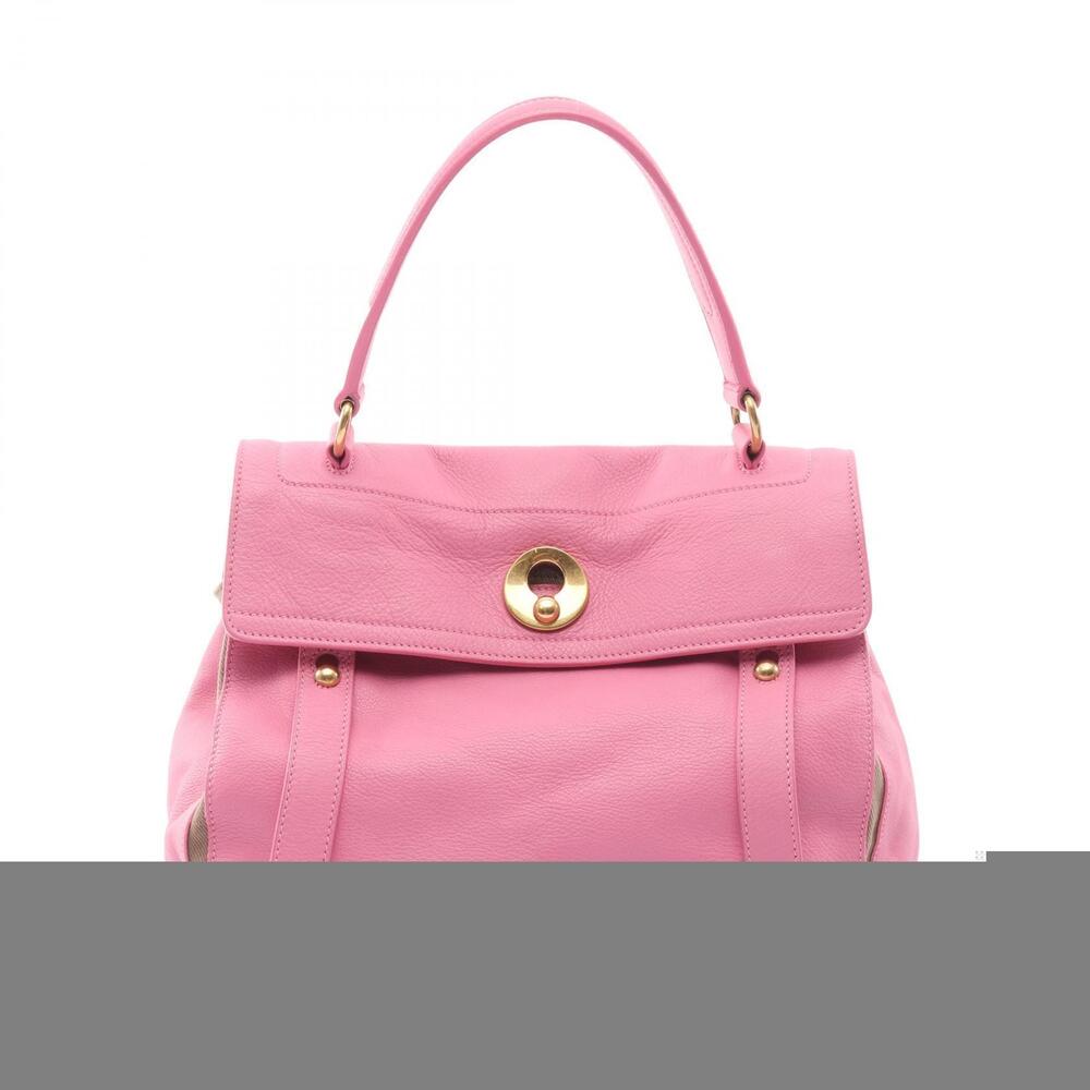 Saint Laurent Yves Muse Two Handbag Leather Canvas Pink Beige Cream